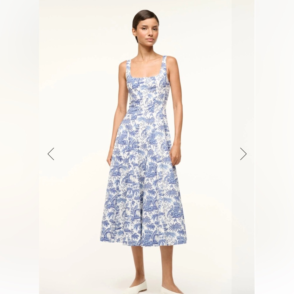 Staud Wells midi dress in blue toile